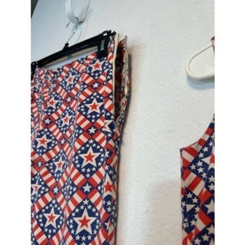 Vtg Handmade Women's 2 Pc Outfit USA Patriotic American Flag Small - Picture 14 of 16